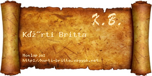 Kürti Britta névjegykártya